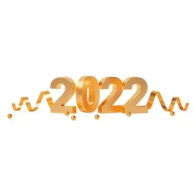 金色质感3d立体丝带2022数字元素立体2022元素