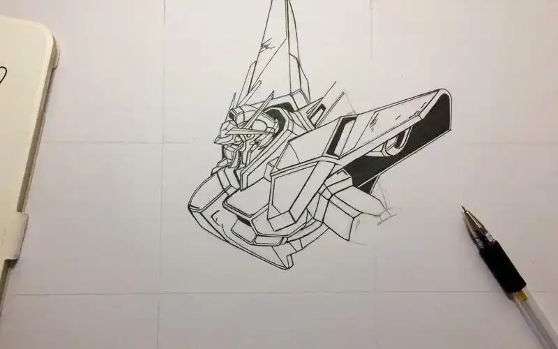 高达手绘机动战士高达水笔画传说高达绘画