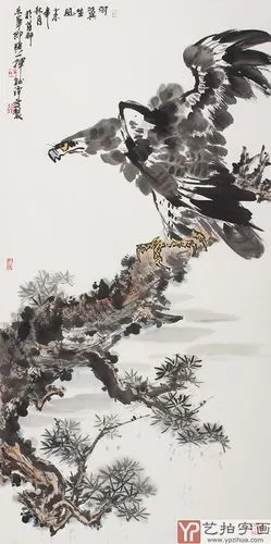 已售宿州美协丰伟四尺竖幅写意国画鹰羽翼生风