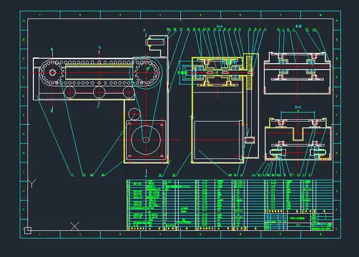 传送带总成装配图纸dwg图纸下载(dwg格式)机械cad图纸