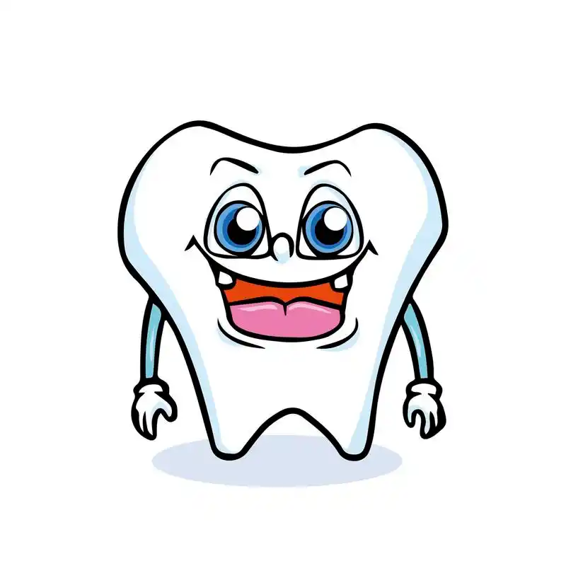 可爱的卡通牙,卡通牙笑与白色背景
