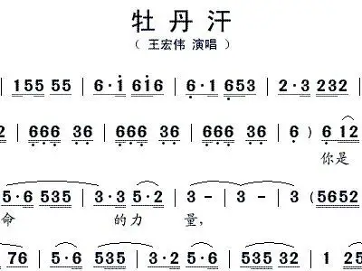 牡丹汗 王宏伟 歌谱 简谱