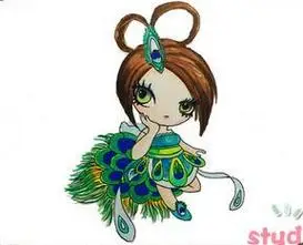 叶罗丽简笔画仙子公主孔雀陈思思