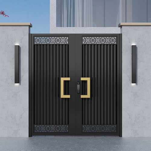 铝艺庭院门别墅不锈钢大门花园户外栅栏门黑色院子单双开铝合金门