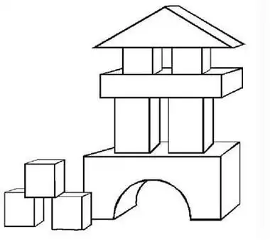 孩子搭建积木的幼儿简笔画