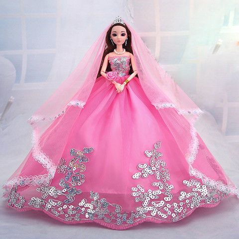 11寸30cm芭比娃娃公主套装大礼盒婚纱新娘换装裙摆女孩过家家礼物