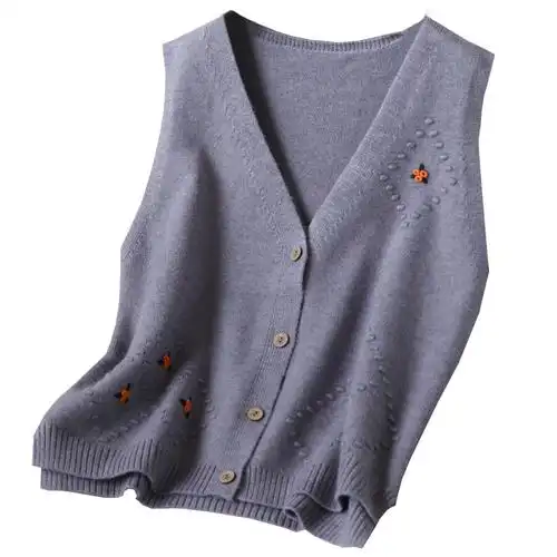 减龄提花柔软针织马甲女开衫春秋百搭休闲宽松马夹毛衣坎肩背心潮