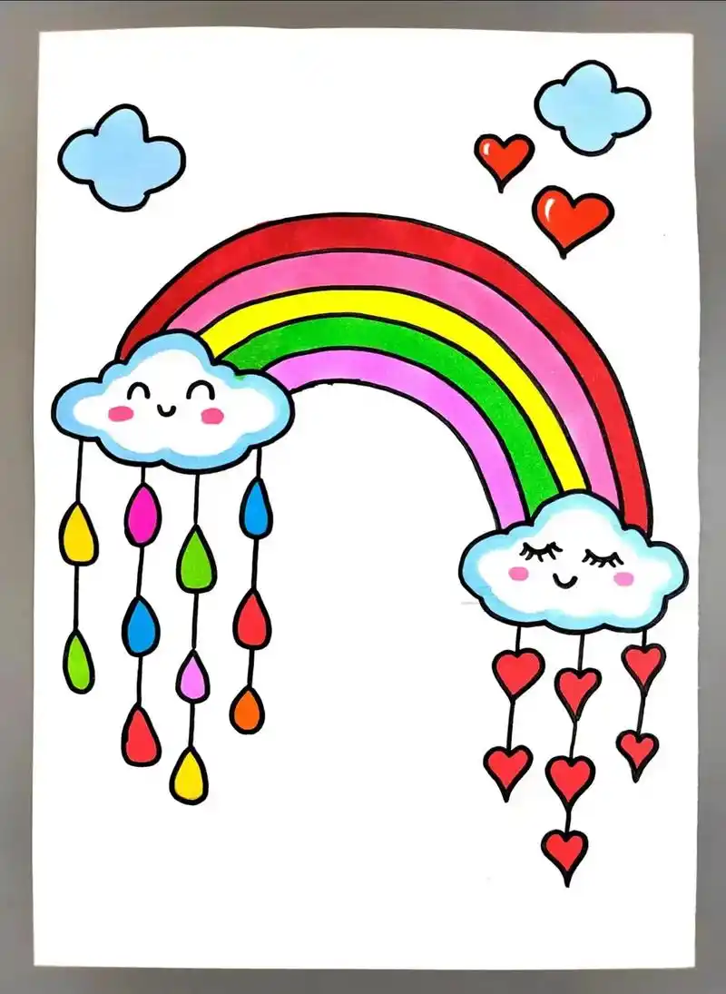 和我一起来画漂亮的彩虹吧,简单又好看#彩 - 抖音
