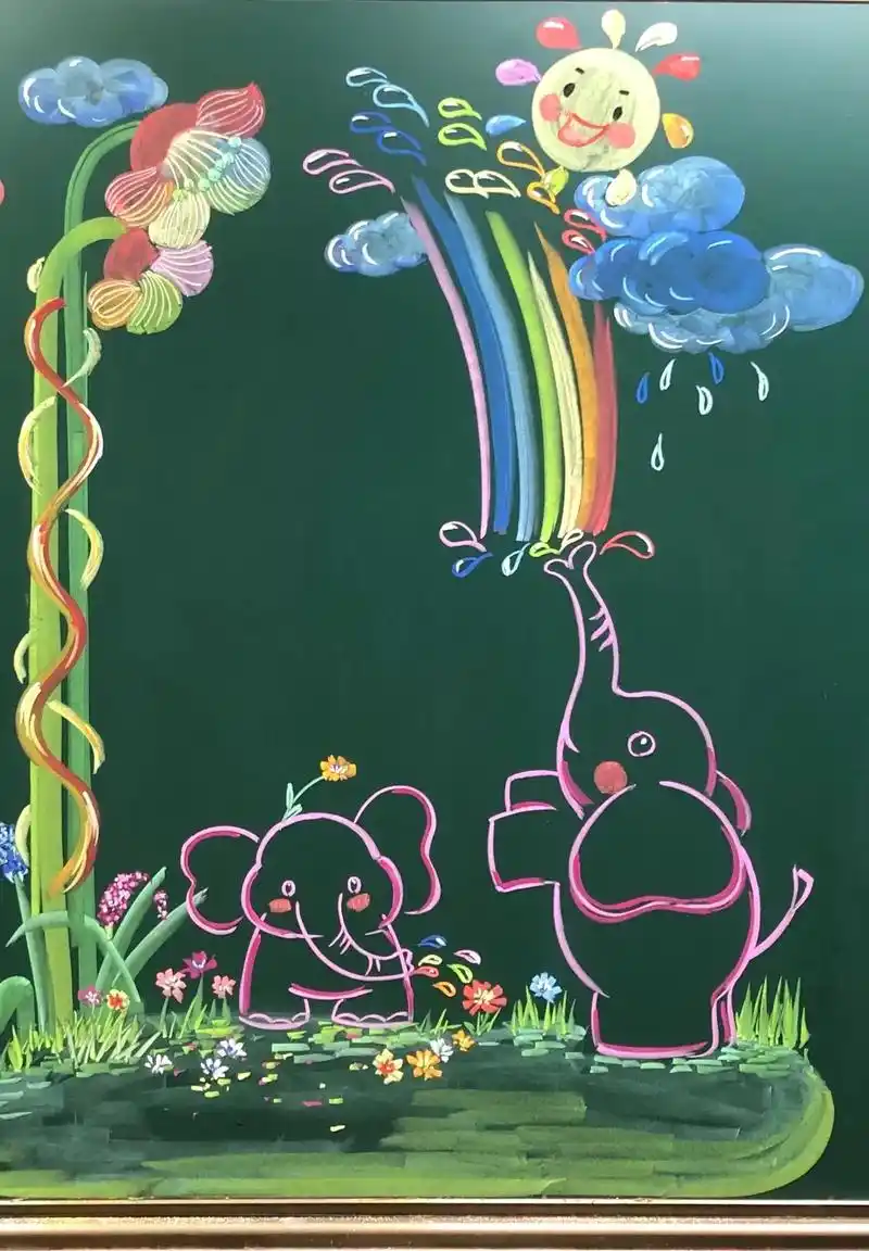 粉笔画一可爱的黑板报小边框