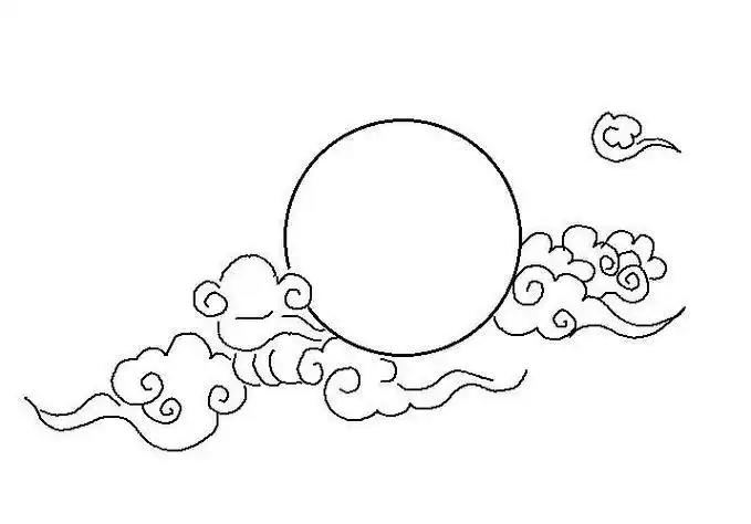 圆月亮和云简笔画