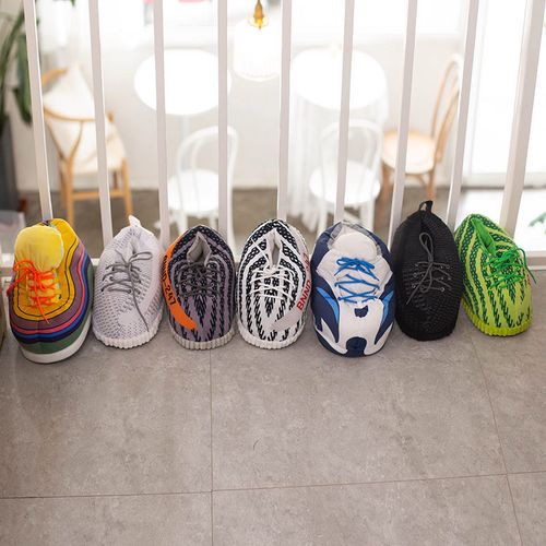 胖头a锥棉拖鞋冬情侣网红胖胖面包鞋aj椰子恶搞男女款毛绒保暖鞋