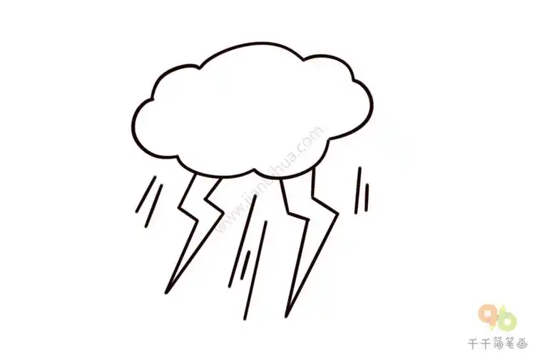 雷雨简笔画步骤图