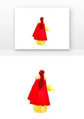 卡通手绘穿着红色披风的女孩背影元素