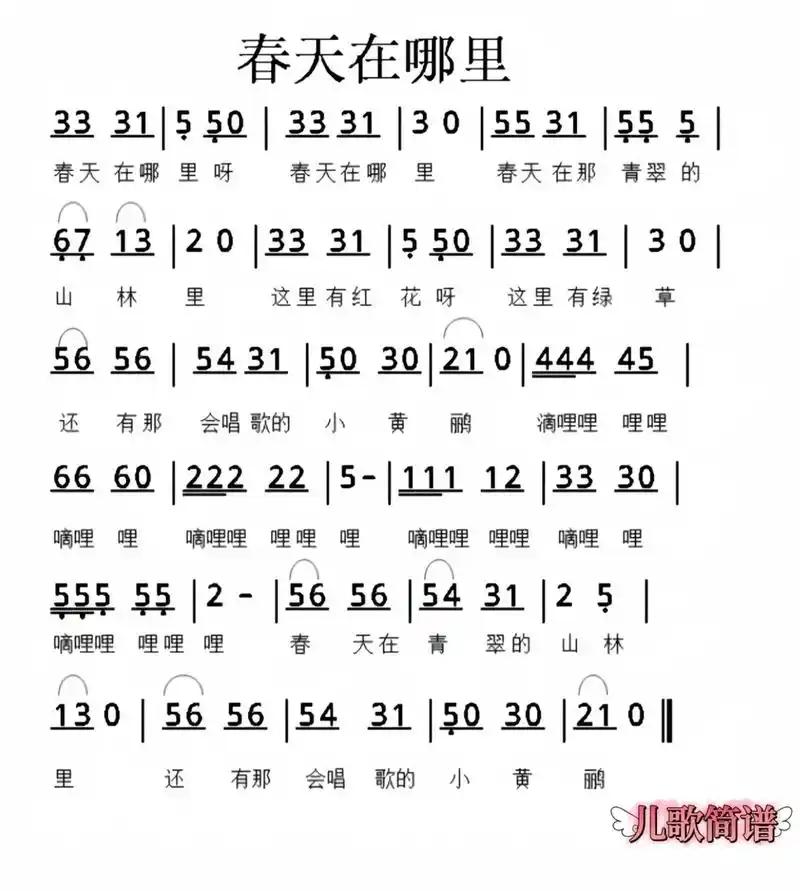 春天在哪里简谱,适合口琴电子等,一起练习吧#创作灵感 #简谱 - 抖音