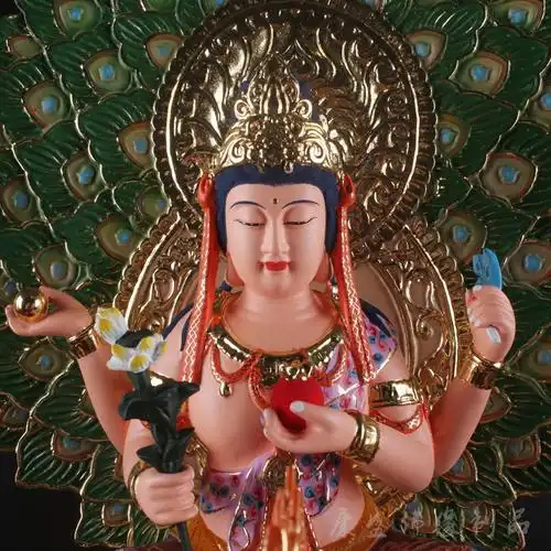 孔雀明王金刚佛母大明护世佛像神像宗教密宗摆件