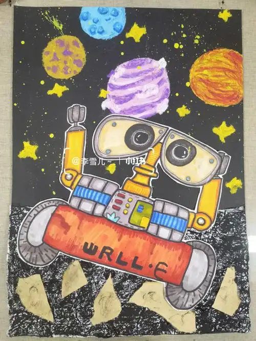 每周打卡儿童画机器人瓦力