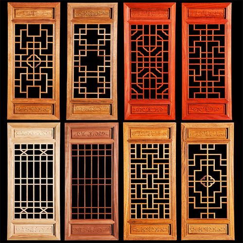 木窗户对开定制新中式复古仿古门窗实木花格镂空隔断东阳木雕花窗