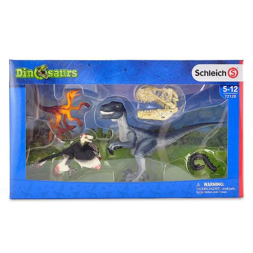 犹他盗龙伶盗龙始祖鸟狩猎三个捕猎龙套装72128德国schleich思乐