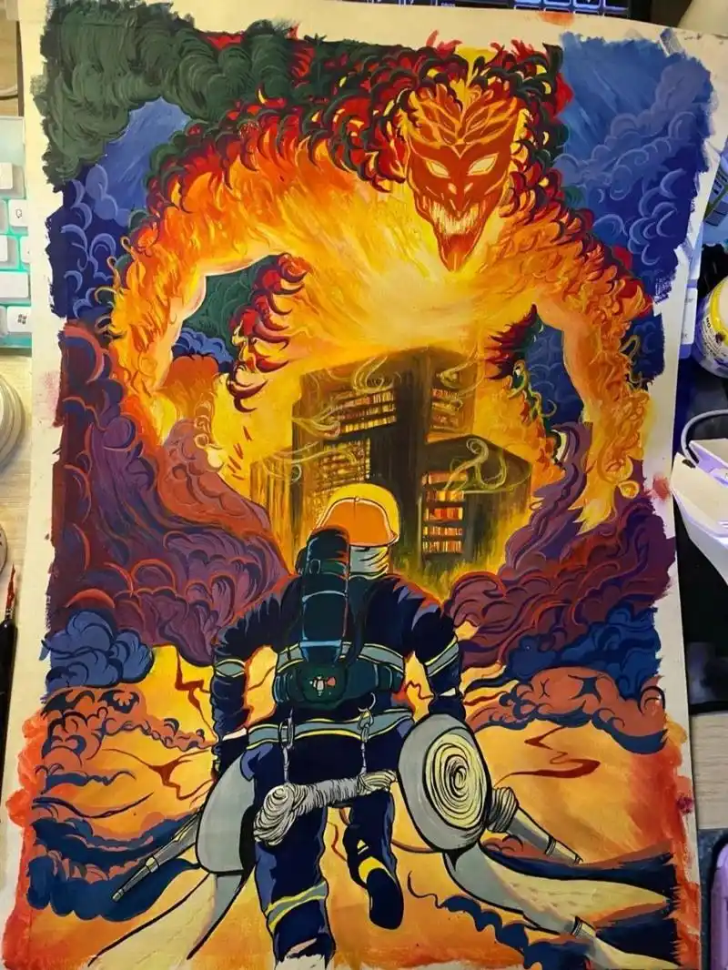 收集的一些消防绘画参考图 里面