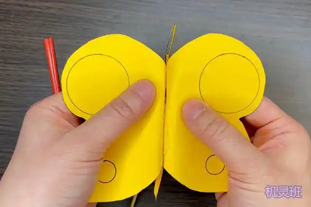 彩纸手工制作一只会扇动翅膀的蝴蝶玩具步骤图解