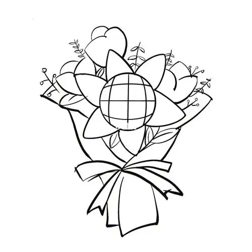 手绘简笔画花束黑白稿教师节