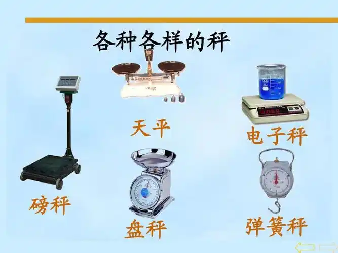 各种各样的秤 天平 电子秤 磅秤 盘秤 弹簧秤