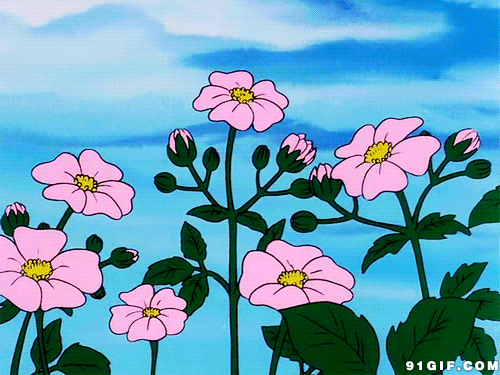 卡通摇曳的花朵图片:卡通,花朵