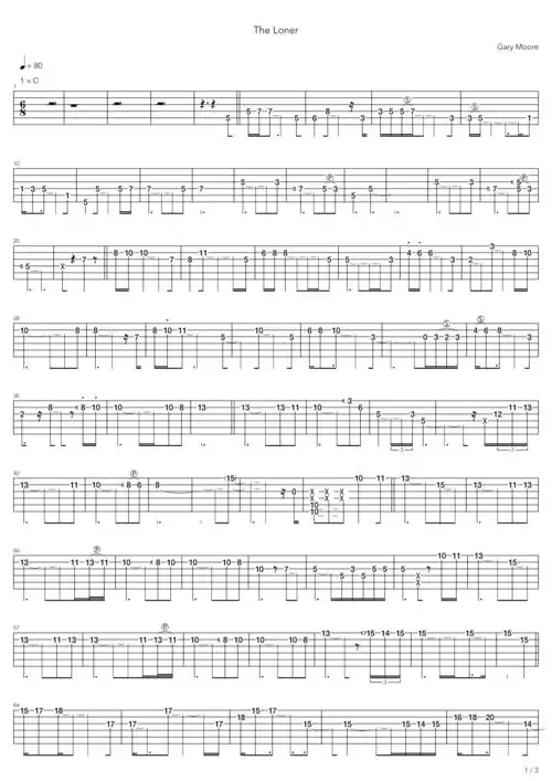 《the loner》吉他谱