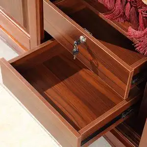 工厂清仓e1级中纤板衣柜内置带锁抽屉胡桃色暗格抽屉收纳整理储物