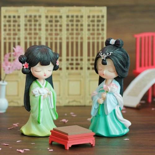 网红爆款3d古风公主diy石膏娃娃涂色白胚中国风彩绘女孩涂鸦摆件