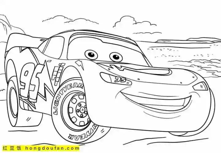 《汽车总动员》超级赛车卡通涂色图片-红豆饭小学生简笔画大全