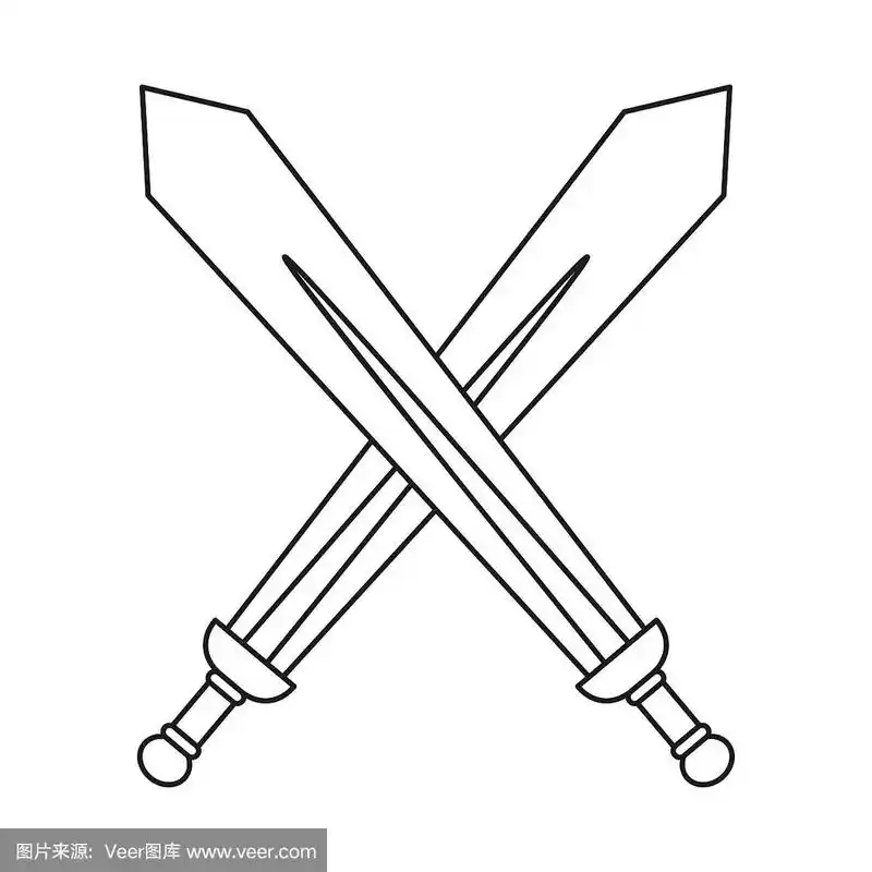 横越,黑白图片,剑,线条画,背景分离