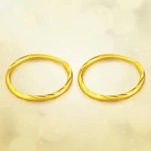 足金流光圆圈耳环耳饰经典高级感新款显瘦时尚中国黄金官方店