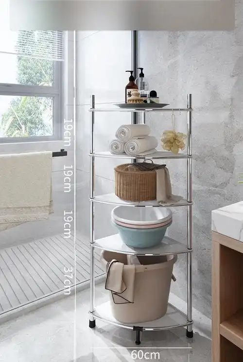 304不锈钢卫生间置物架落地式脸盆收纳架浴室三角架家用放盆架子 二层