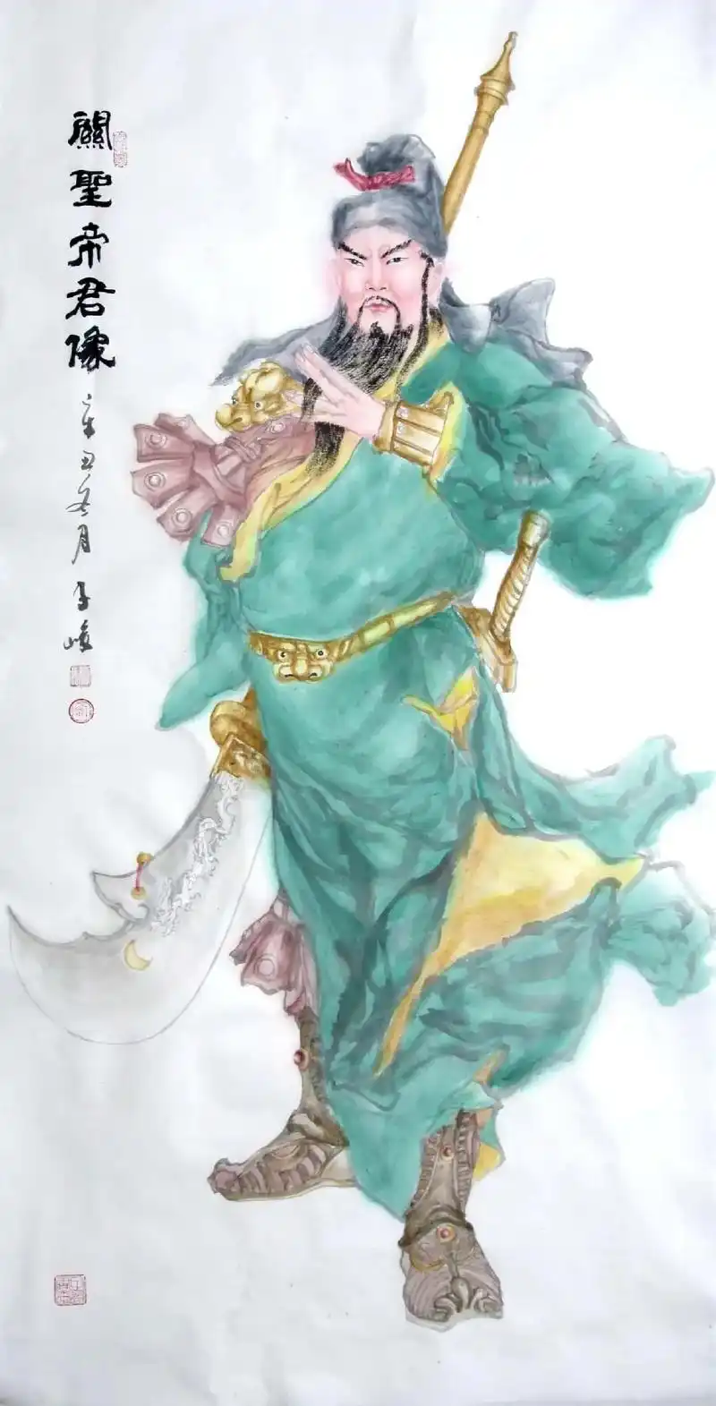 国画人物关圣帝君像2#人物画 #关公像 #关圣帝君 #绘画  - 抖音