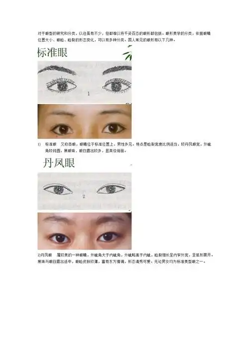 眼睛类型与眼型分类.doc