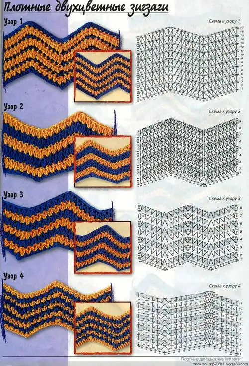 钩针基础----30种波浪形花样图解