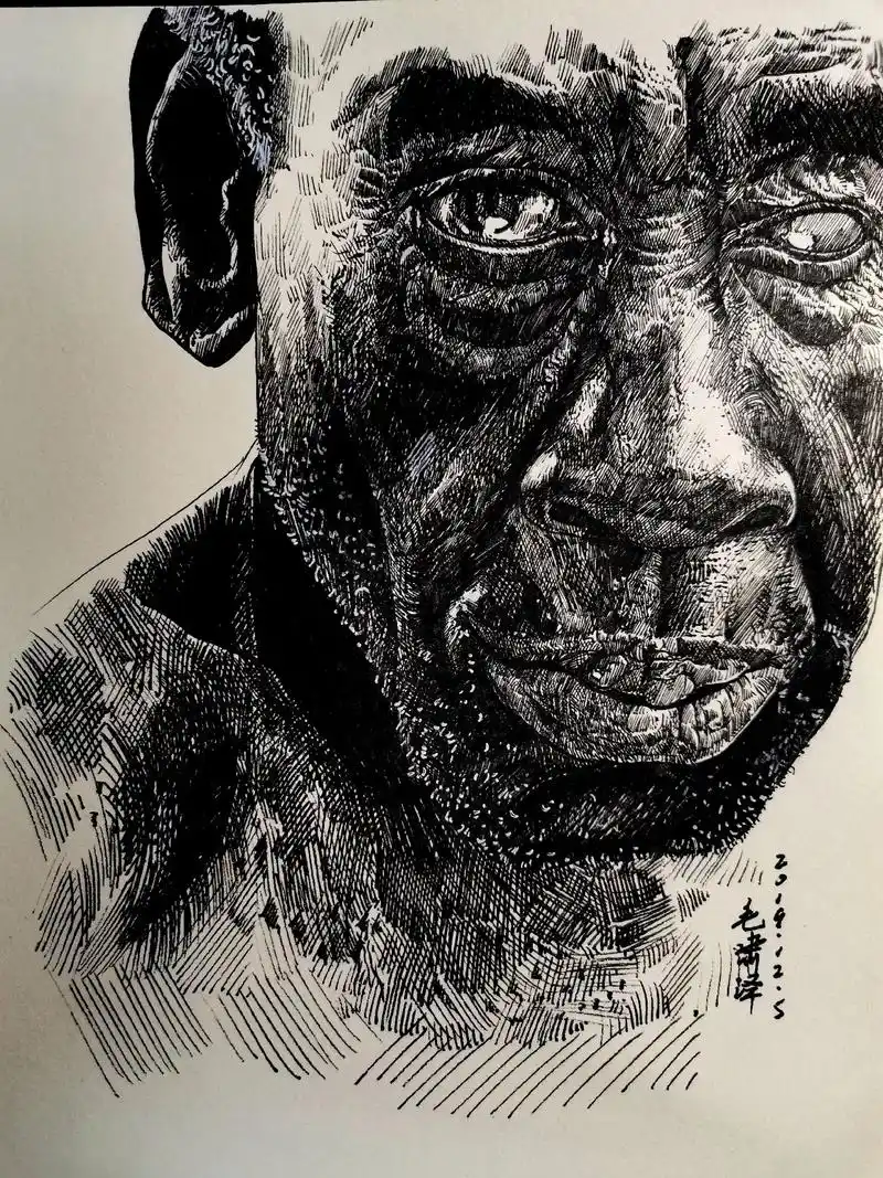 人物头像钢笔画.几张人物头像钢笔画,有铁血宰相俾斯麦,有作家 - 抖音