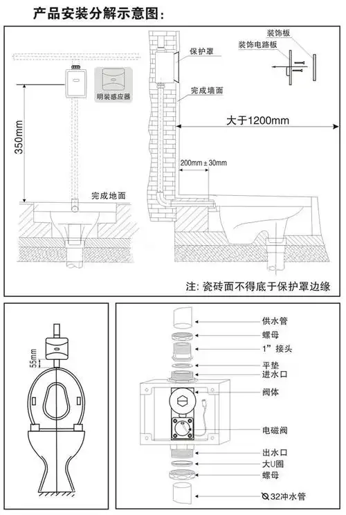 感应冲洗阀 智能公厕节水器 18×13.5或13.5×18cm 公厕节水系统