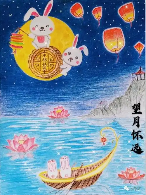 中秋节画画作品,怎么画中秋节手抄报(中秋佳节66幅绘画素材)