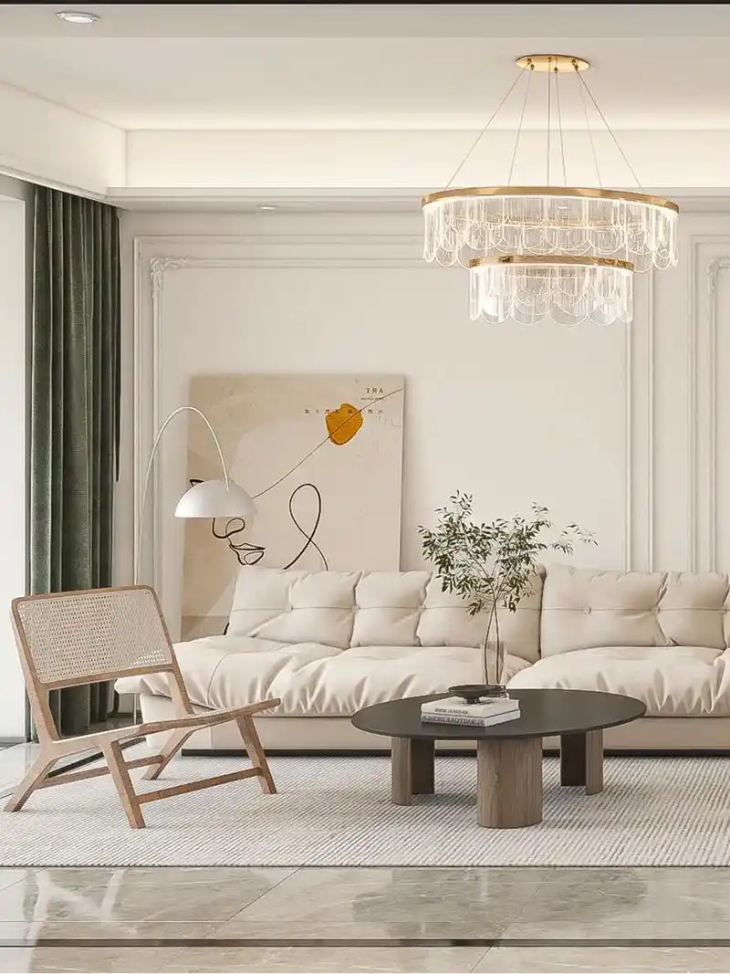 131㎡奶油风 原木风|客厅设计案例分享.浅色系的沙发,木质 - 抖音