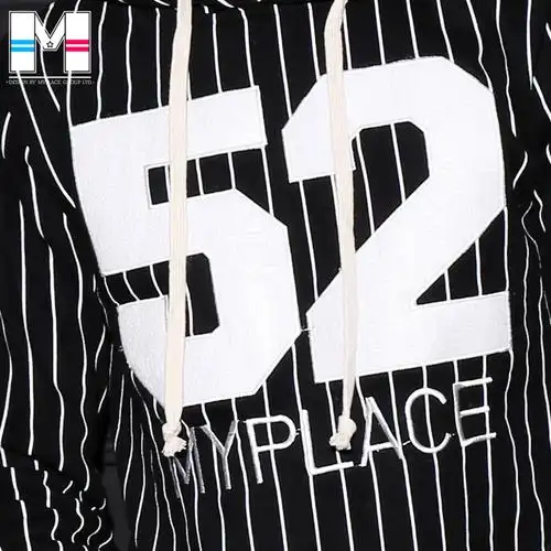 2015情侣装秋装新款数字52条纹口袋学生女中长款韩版连帽卫衣外套