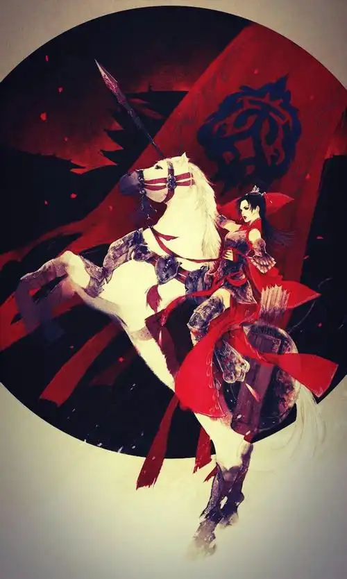 戎装女子古风手绘骑马