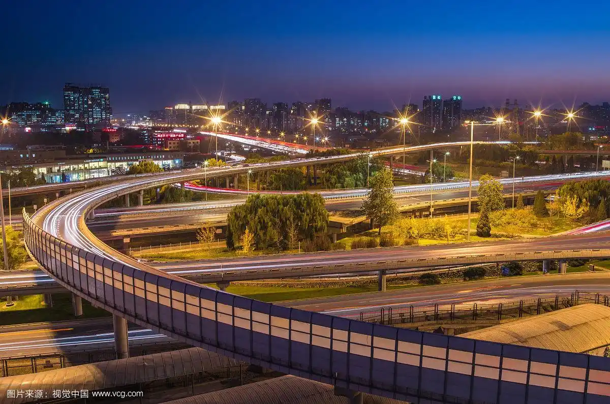 北京城市道路交通(四惠立交桥夜景)