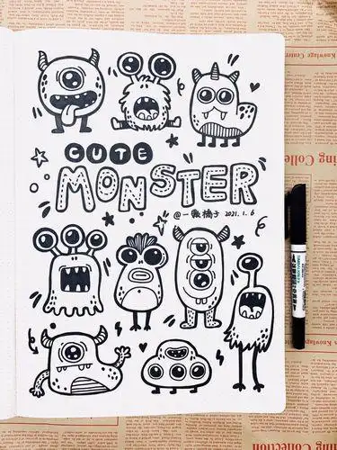 呆萌小怪物简笔画教程