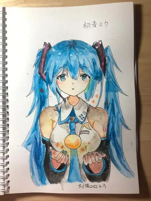 水彩手绘初音未来
