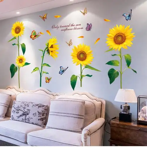 浪漫向日葵墙贴客厅电视背景墙贴纸墙画儿童房装饰品餐厅贴画自粘