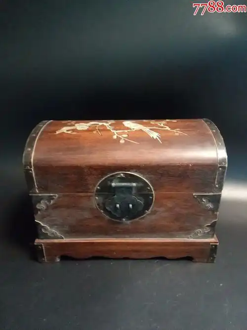 清代天然海南老黄花梨钳钡花鸟官箱首饰盒