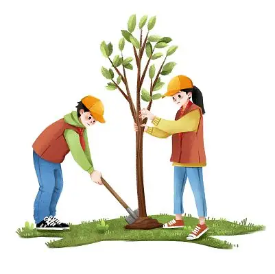 春天春分世界森林日春天春卡通手绘植树节人物素材原创插画人物春暖