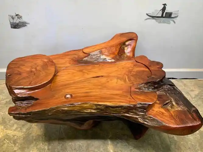 缅甸花梨木天然脚艺术茶台